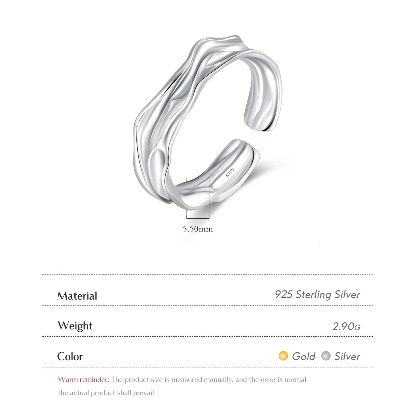Athena ring by Orea – adjustable 925 sterling silver, minimalist and elegant design